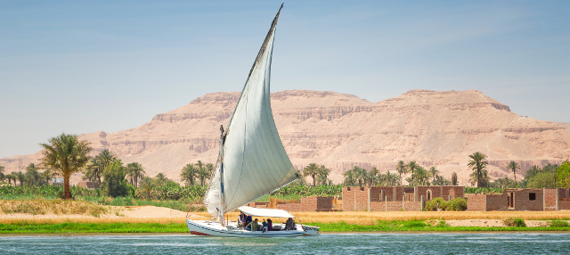River Nile Felucca Sail boat in Luxor